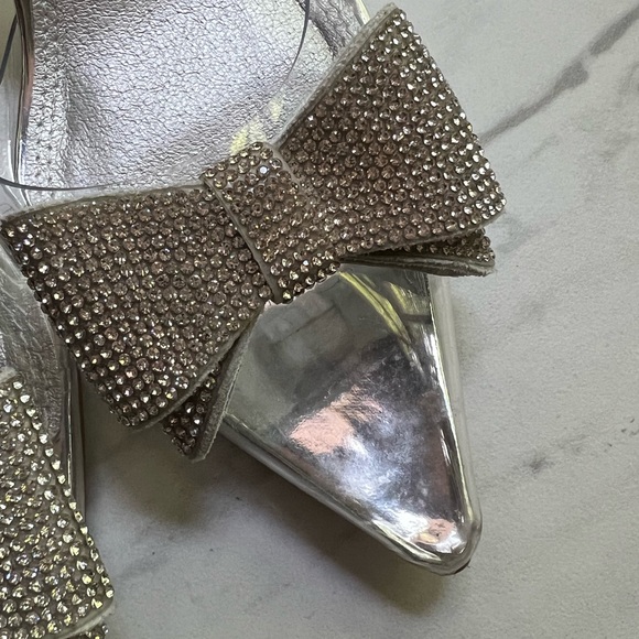 ASOS Rhinestone Embellished Bow Slingback Stiletto Shoes - Clear Size 6 WIDE FIT - Picture 10 of 11